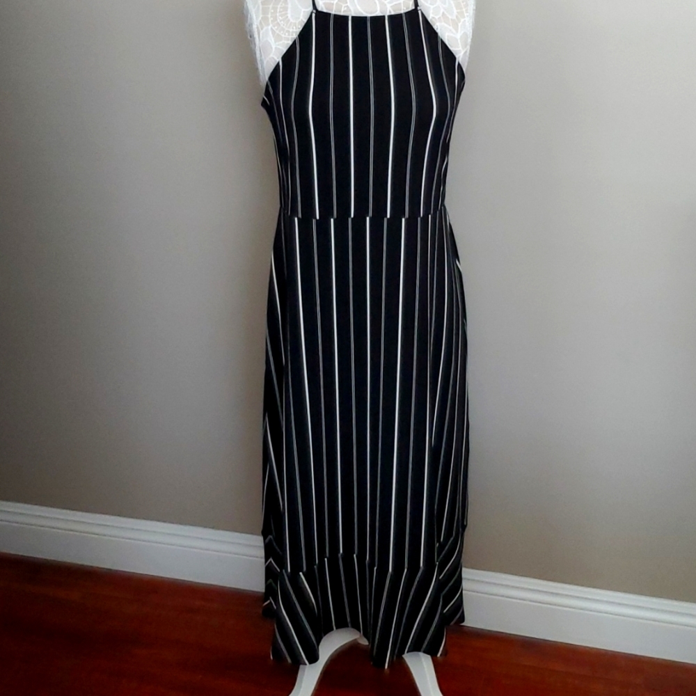 Express Pin Stripe Black Dress Large